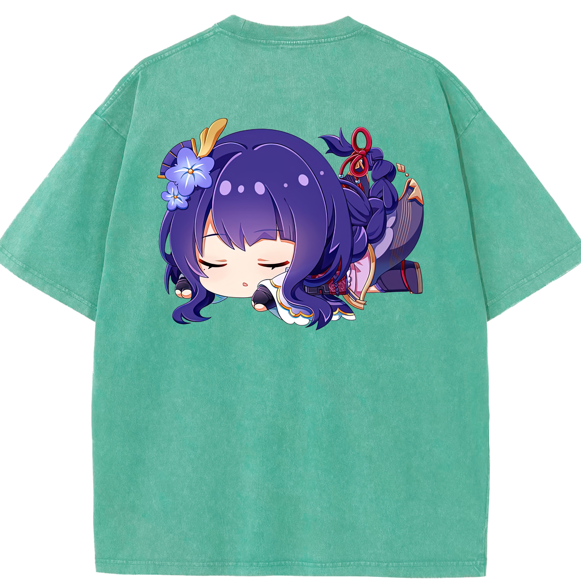 げんし神 雷電将軍 らいでんしょうぐん genshin Raiden Shogun 綿100% ヴィンテージ風 半袖Tシャツ（背面プリント）